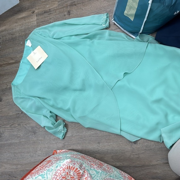 LanTing Mint Green Long Sleeve Dress Size 10 NWT - Picture 2 of 4